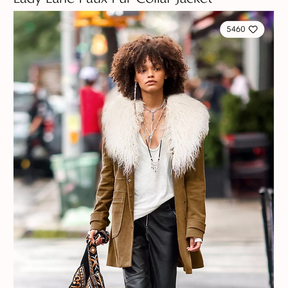 Free People Lady Jane faux fur collar coat/jacket